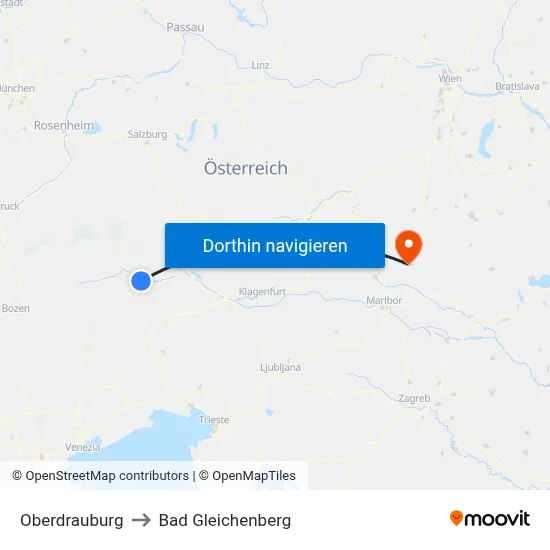 Oberdrauburg to Bad Gleichenberg map