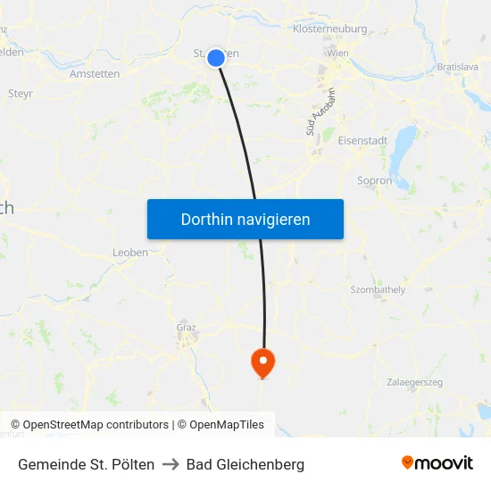 Gemeinde St. Pölten to Bad Gleichenberg map