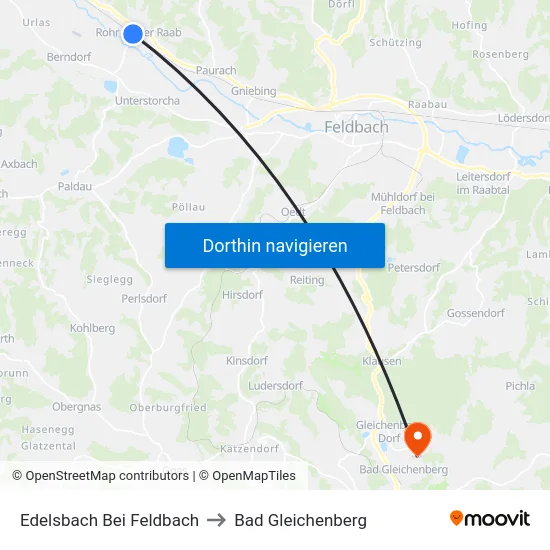 Edelsbach Bei Feldbach to Bad Gleichenberg map