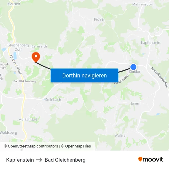 Kapfenstein to Bad Gleichenberg map