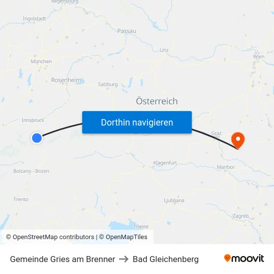 Gemeinde Gries am Brenner to Bad Gleichenberg map