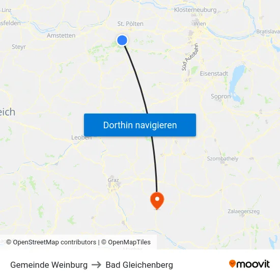 Gemeinde Weinburg to Bad Gleichenberg map
