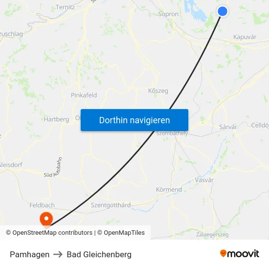 Pamhagen to Bad Gleichenberg map