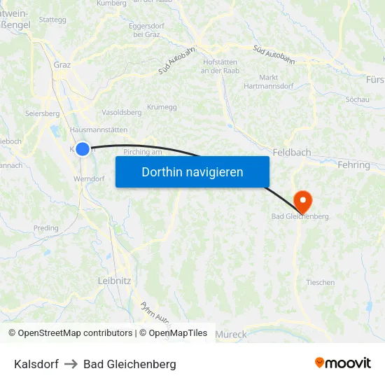 Kalsdorf to Bad Gleichenberg map