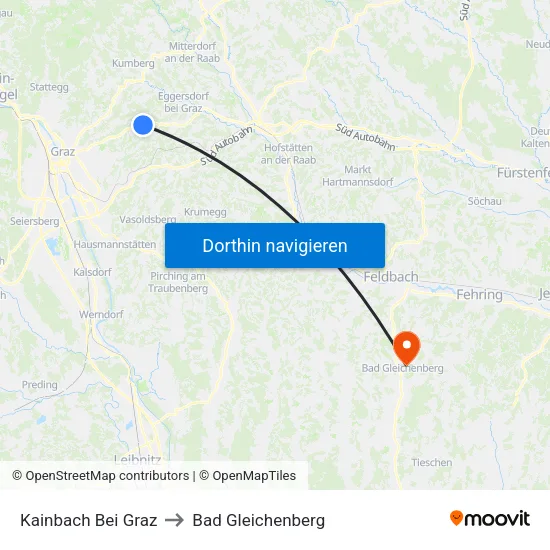 Kainbach Bei Graz to Bad Gleichenberg map