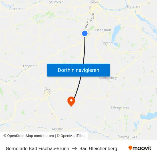 Gemeinde Bad Fischau-Brunn to Bad Gleichenberg map