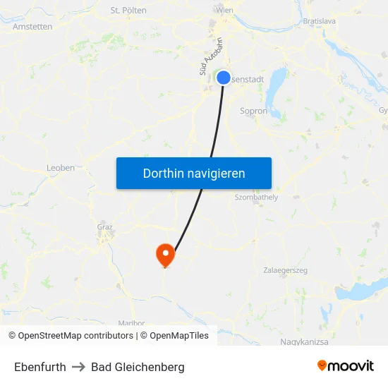 Ebenfurth to Bad Gleichenberg map