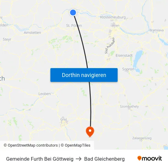 Gemeinde Furth Bei Göttweig to Bad Gleichenberg map