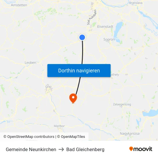 Gemeinde Neunkirchen to Bad Gleichenberg map