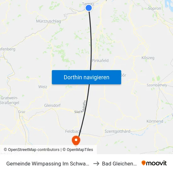 Gemeinde Wimpassing Im Schwarzatale to Bad Gleichenberg map