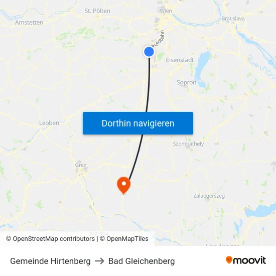 Gemeinde Hirtenberg to Bad Gleichenberg map