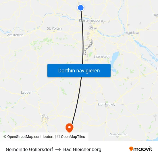 Gemeinde Göllersdorf to Bad Gleichenberg map