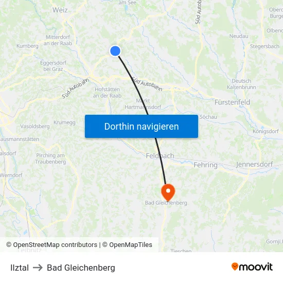 Ilztal to Bad Gleichenberg map