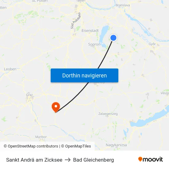 Sankt Andrä am Zicksee to Bad Gleichenberg map