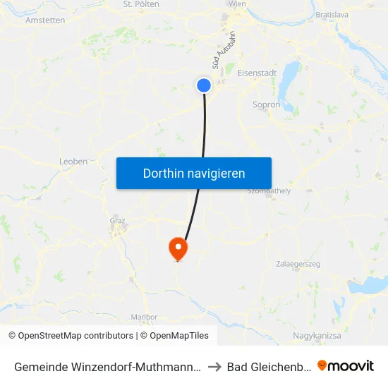 Gemeinde Winzendorf-Muthmannsdorf to Bad Gleichenberg map