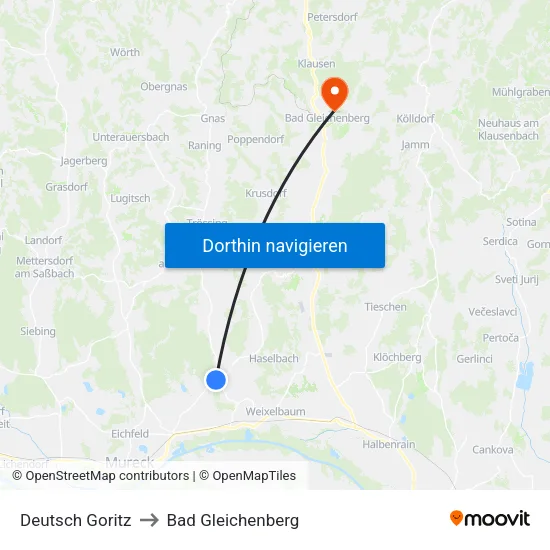 Deutsch Goritz to Bad Gleichenberg map
