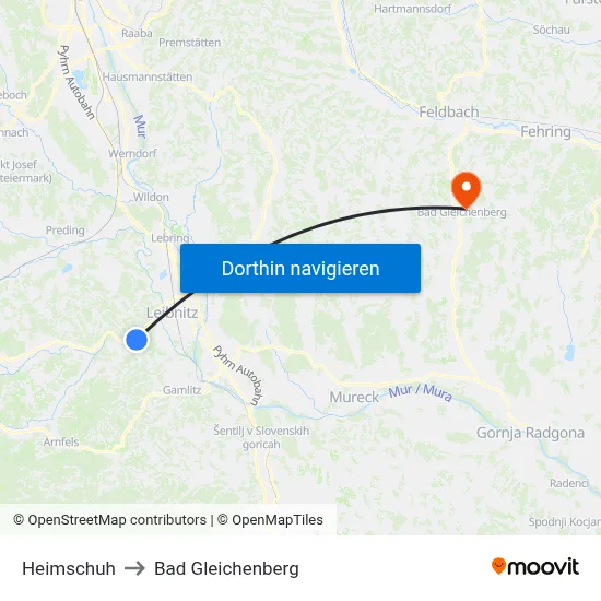 Heimschuh to Bad Gleichenberg map