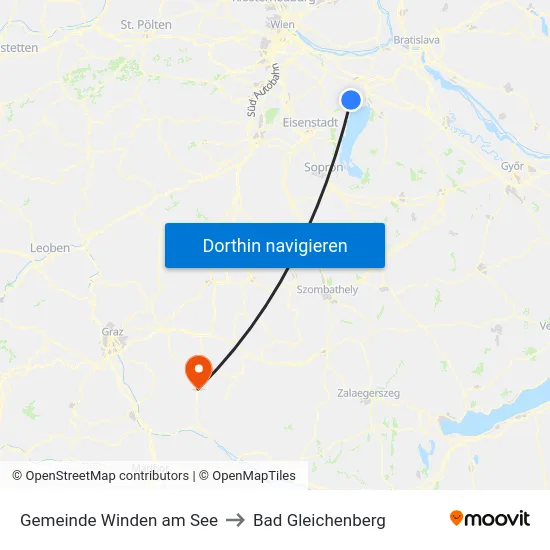 Gemeinde Winden am See to Bad Gleichenberg map