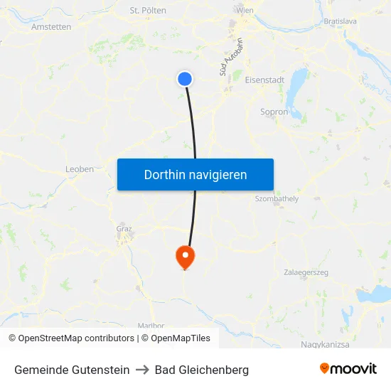 Gemeinde Gutenstein to Bad Gleichenberg map