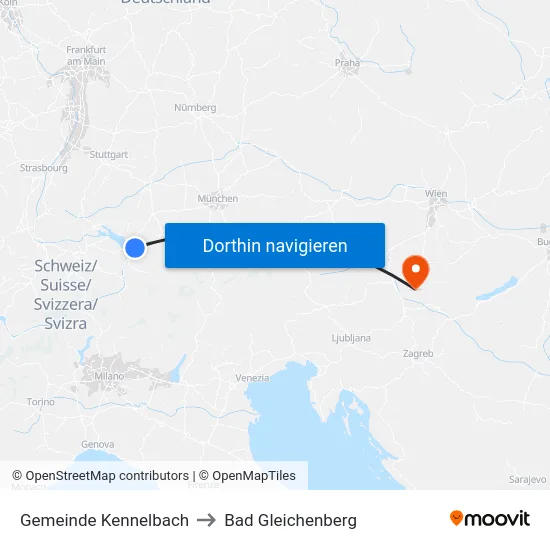 Gemeinde Kennelbach to Bad Gleichenberg map