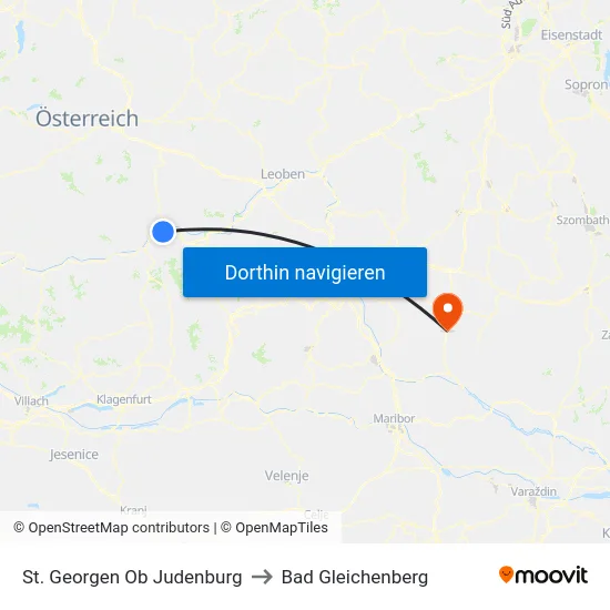 St. Georgen Ob Judenburg to Bad Gleichenberg map