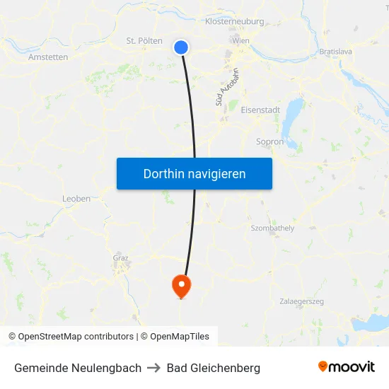 Gemeinde Neulengbach to Bad Gleichenberg map