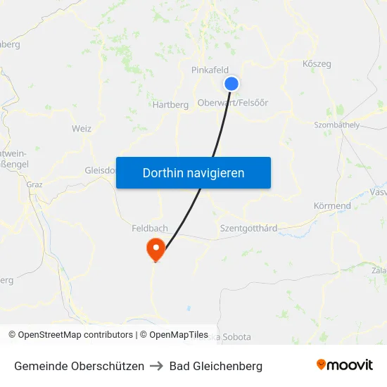 Gemeinde Oberschützen to Bad Gleichenberg map