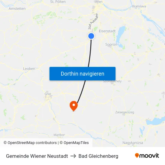 Gemeinde Wiener Neustadt to Bad Gleichenberg map