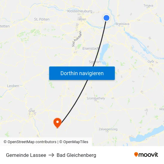 Gemeinde Lassee to Bad Gleichenberg map