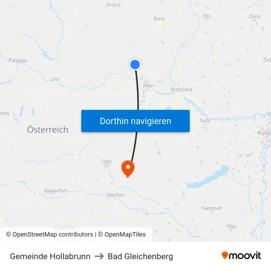 Gemeinde Hollabrunn to Bad Gleichenberg map