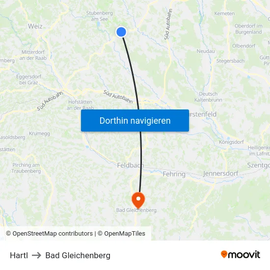 Hartl to Bad Gleichenberg map