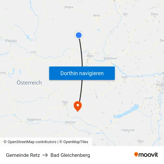 Gemeinde Retz to Bad Gleichenberg map