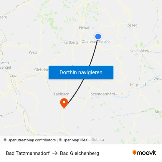 Bad Tatzmannsdorf to Bad Gleichenberg map