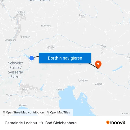 Gemeinde Lochau to Bad Gleichenberg map