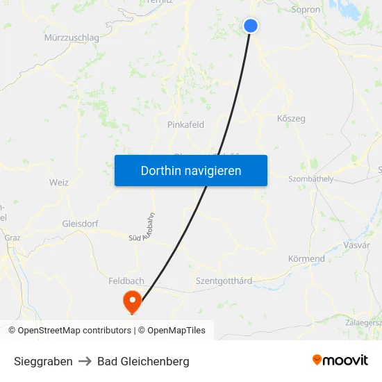 Sieggraben to Bad Gleichenberg map