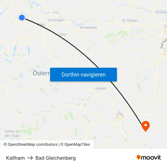 Kallham to Bad Gleichenberg map