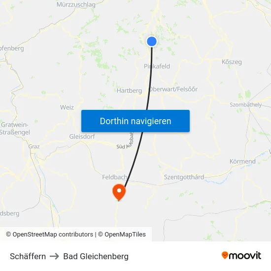 Schäffern to Bad Gleichenberg map