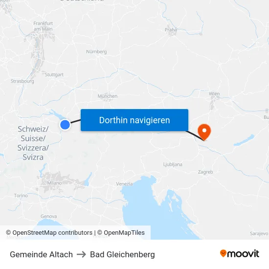 Gemeinde Altach to Bad Gleichenberg map