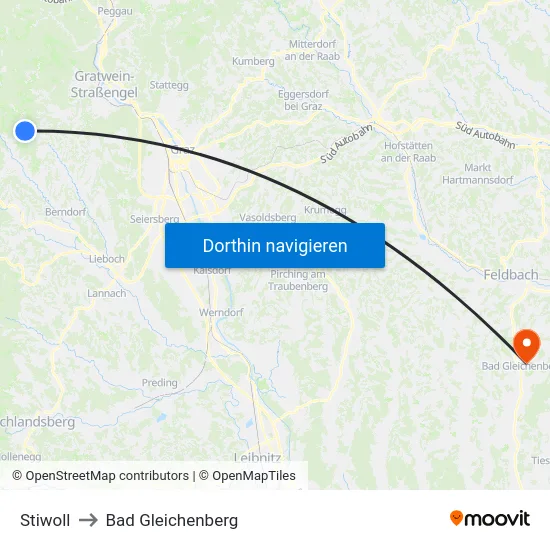 Stiwoll to Bad Gleichenberg map