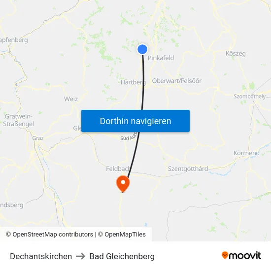 Dechantskirchen to Bad Gleichenberg map