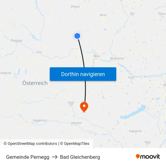 Gemeinde Pernegg to Bad Gleichenberg map