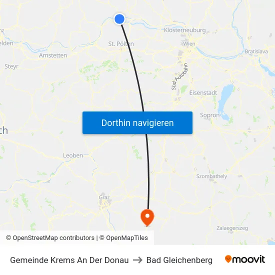 Gemeinde Krems An Der Donau to Bad Gleichenberg map