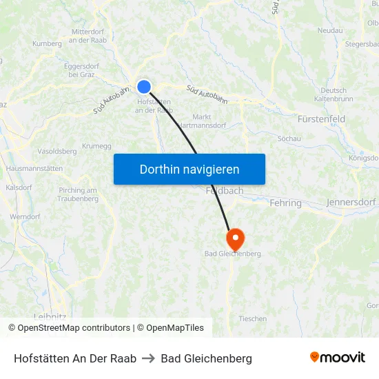 Hofstätten An Der Raab to Bad Gleichenberg map