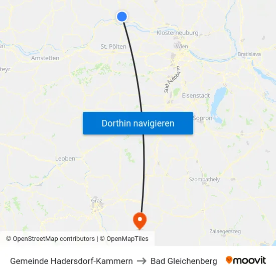 Gemeinde Hadersdorf-Kammern to Bad Gleichenberg map