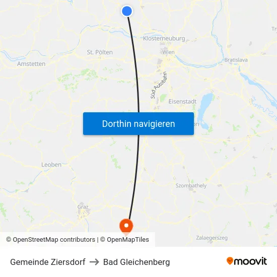 Gemeinde Ziersdorf to Bad Gleichenberg map
