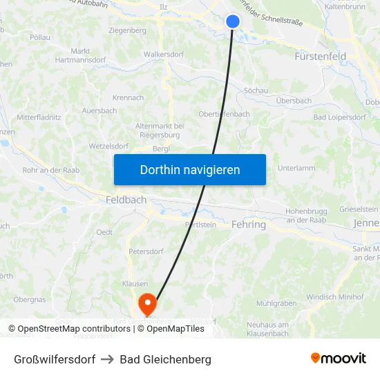 Großwilfersdorf to Bad Gleichenberg map