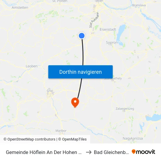 Gemeinde Höflein An Der Hohen Wand to Bad Gleichenberg map