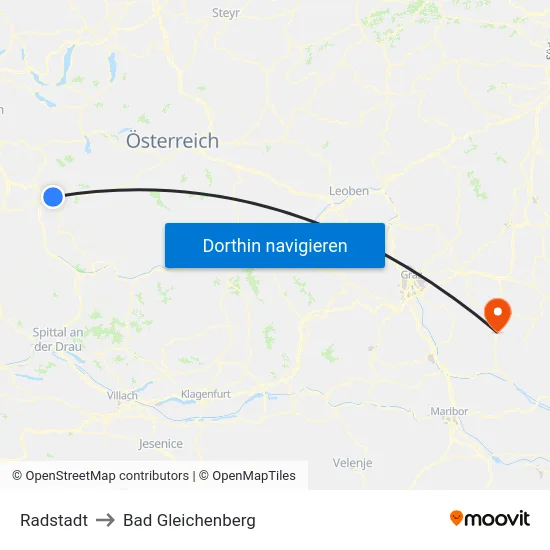 Radstadt to Bad Gleichenberg map