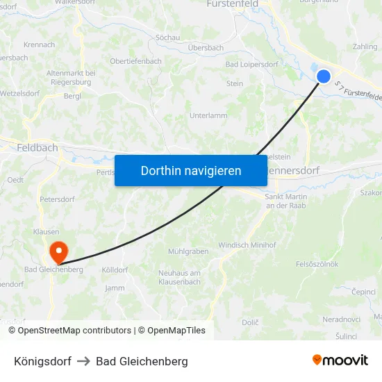 Königsdorf to Bad Gleichenberg map