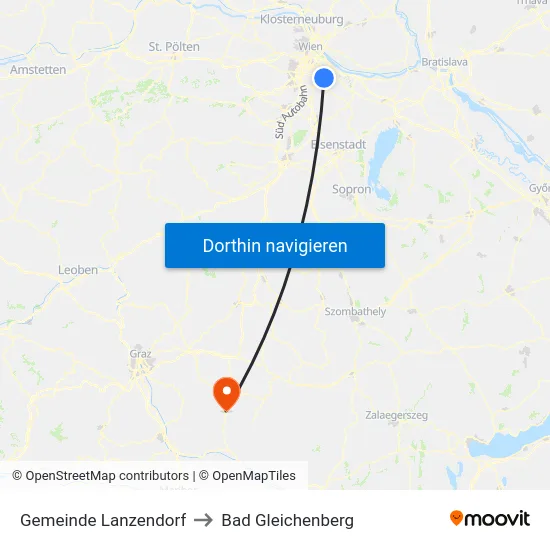 Gemeinde Lanzendorf to Bad Gleichenberg map